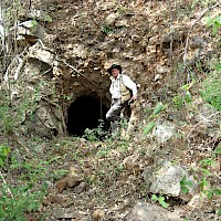 Stephen Maynard, VP Exploration for Minaurum inspecting an Adelita adit