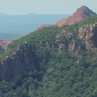 View of Alamo Dorado mine from Cerro Grande target (prior to completion of reclamation)