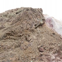 East-northeast striking southeast dipping fault at Santa Marta mine