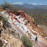 Historic Santa Marta mine with an outcrop of a leached cap