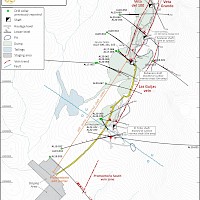 Promontorio Plan View of Underground Mine Rehabilitation Work and Previous Drilling