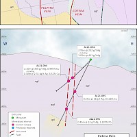 Cross section of holes AL21-094 and AL21-095, Cotera zone